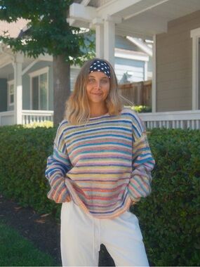Multicolor Stripe Cozy Knit Sweater- Called to Surf